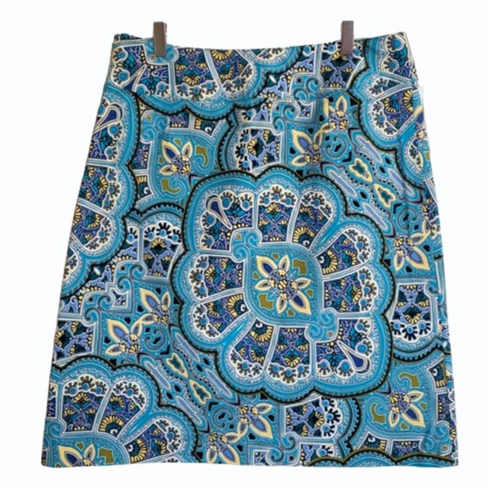 EAST 5TH Vivid Medallion Pattern Cotton Blend Straight, Pencil Skirt Size 16 - Picture 3 of 5